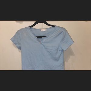Romwe short sleeve blue top size small (4)